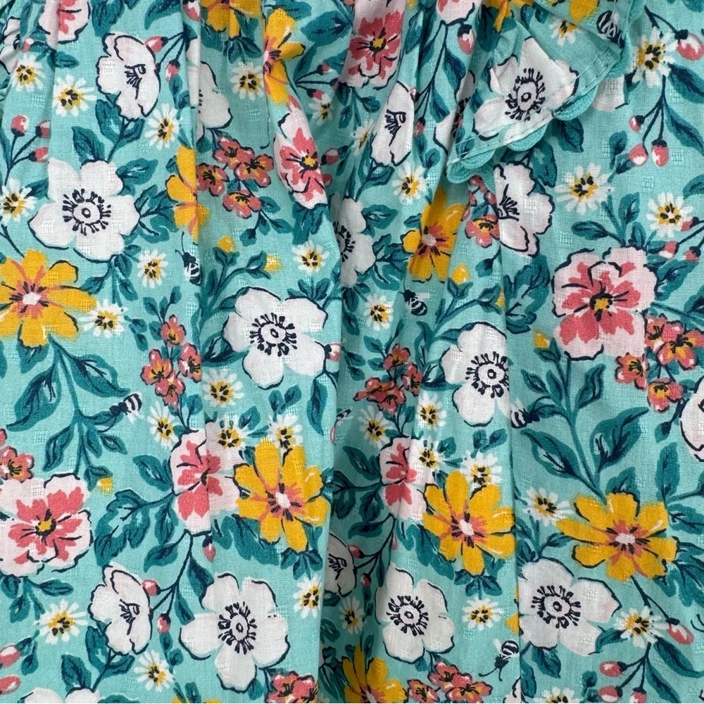 NWT Tommy Bahama Teal Blue Yellow Floral Scallop Flowy Dress & Headband 18 Month